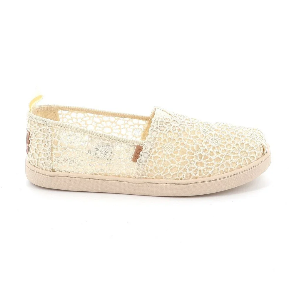 Toms Alpargata 10020616 Girls 5Y M Ivory Floral Slip On Espadrille Shoes NCZ323
